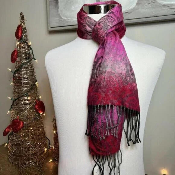 Steve Madden Accessories - Steve Madden Womens One Size Ombre Paisley Muffler Scarf Magenta